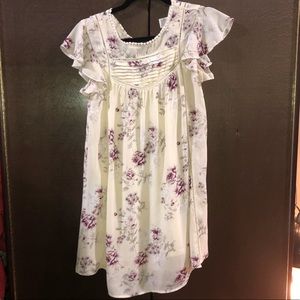 Off white and burgundy floral dress!